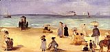 Edouard Manet Famous Paintings - On the Beach at Boulogne